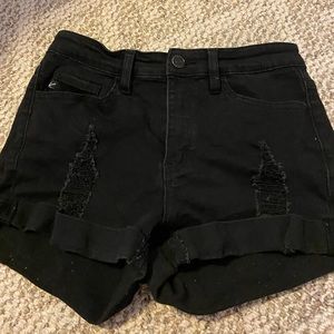 black jean shorts